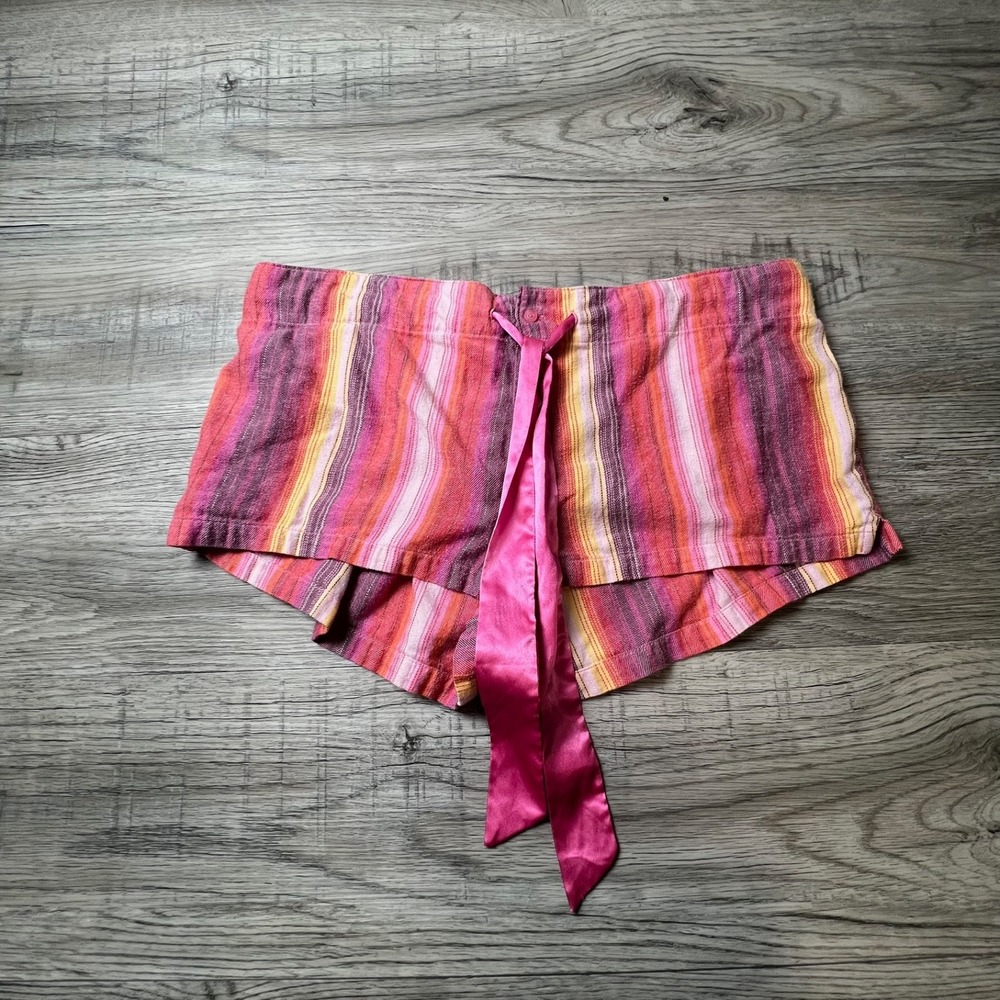 Victoria's Secret PINK Pajama Shorts Womens Medium Pink Striped‎ Cotton Lounge